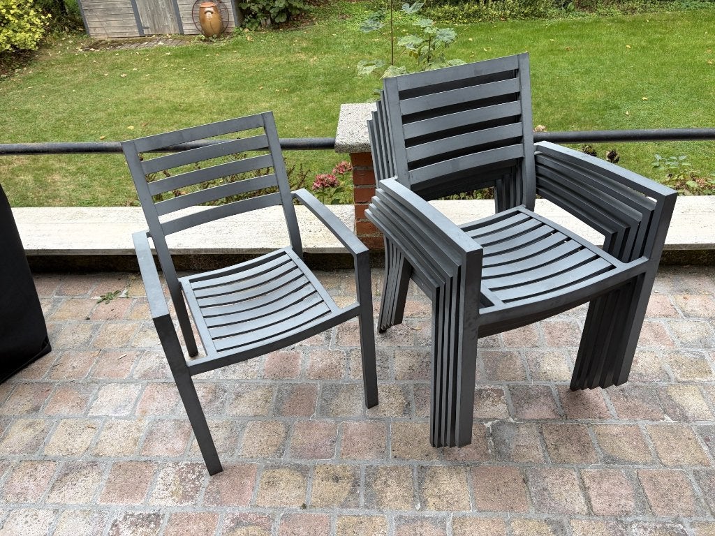 Chaises de terrasse avec coussins, Enlèvement, Utilisé, Aluminium, Empilable