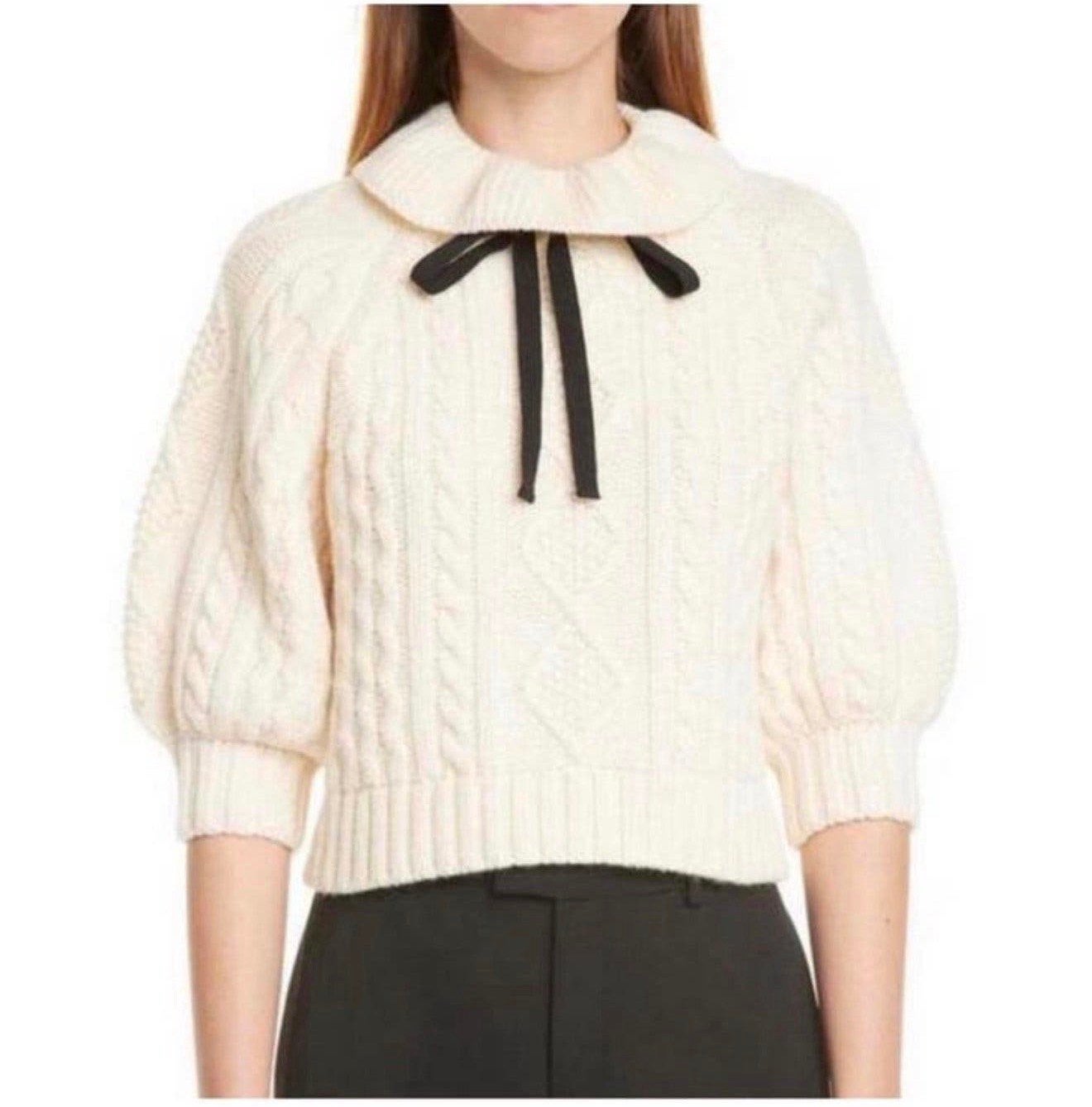 Pull court torsadé Valentino Rare rouge XS col Pierrot, Enlèvement ou Envoi, Comme neuf, Taille 34 (XS) ou plus petite, Blanc