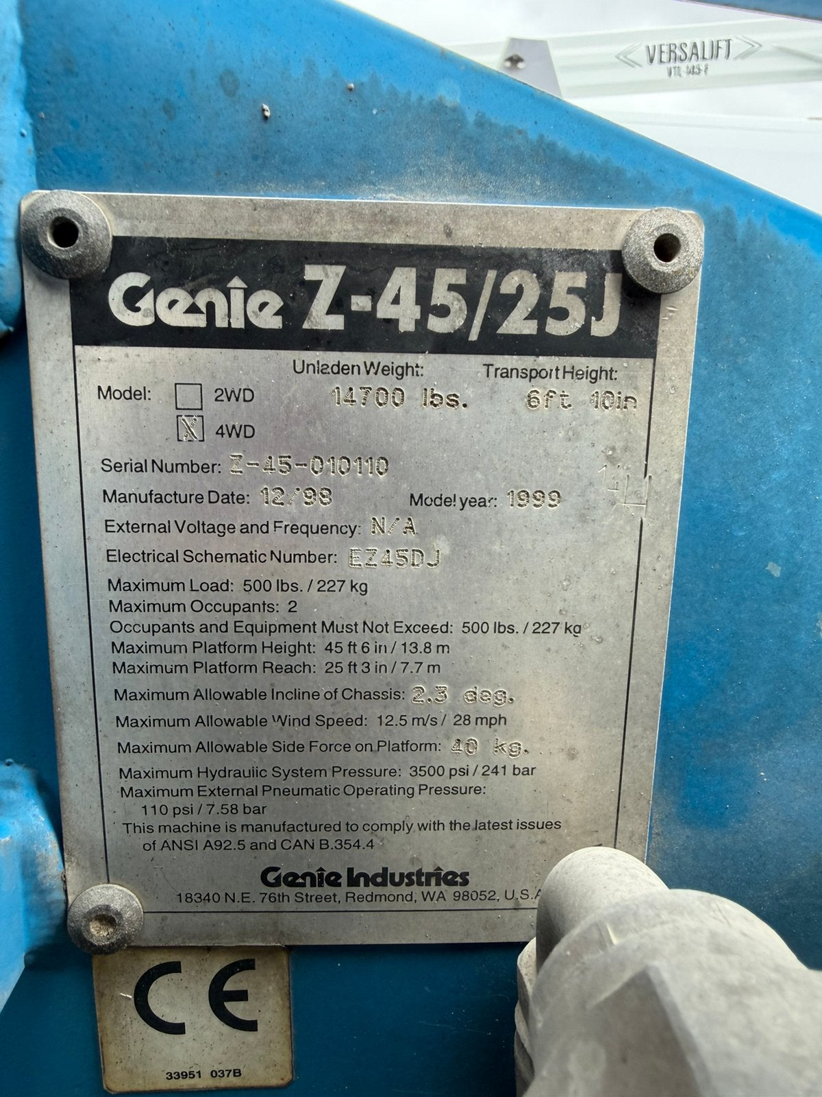 Genie Z-45/25, Doe-het-zelf en Bouw, Bouwliften, Ophalen, Gebruikt