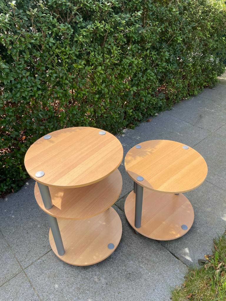 2 bijzettafeltjes, Enlèvement, Utilisé, Rond, Synthétique
