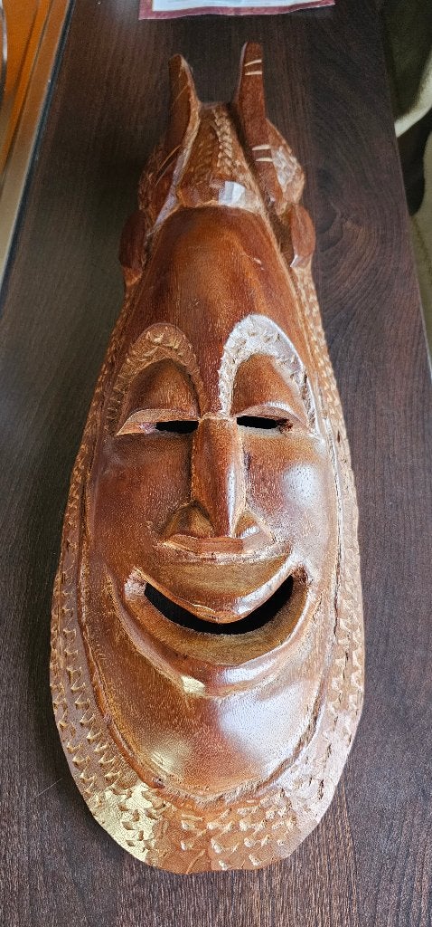 Ritueel houten masker, decoratief, vol hout, zwaar, Ophalen
