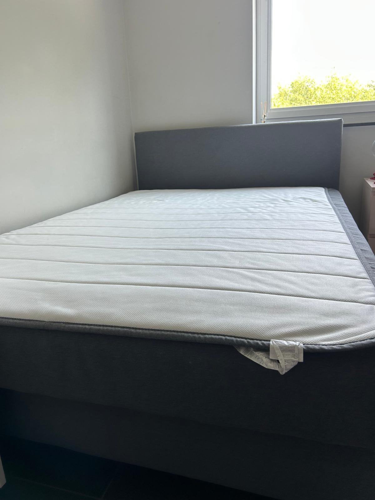 Boxspring Säbövik, Gris, Queen size, Enlèvement, 200 cm
