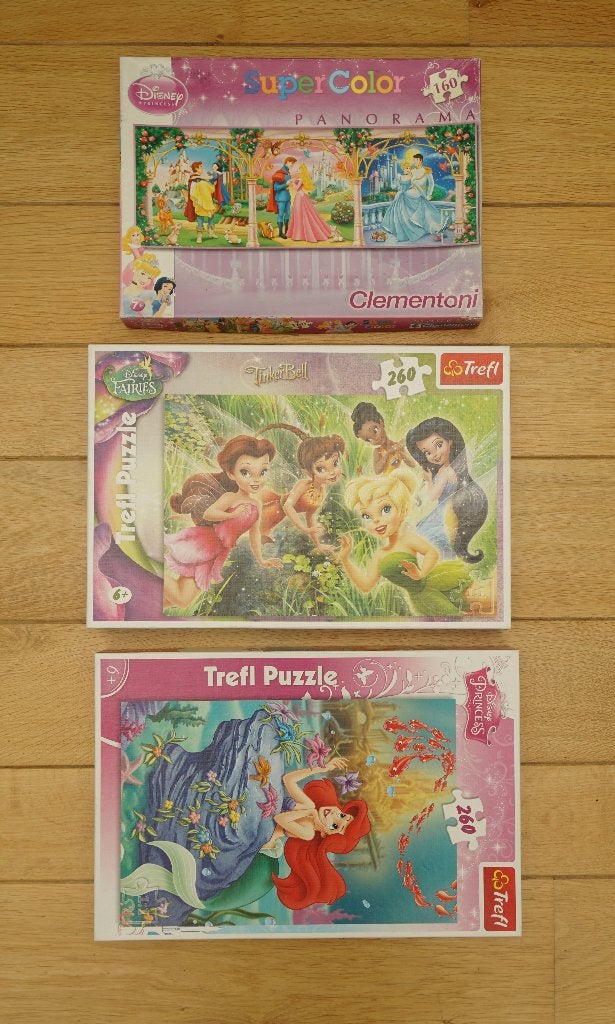 3 puzzels Disney, Ophalen of Verzenden, Meer dan 50 stukjes, Gebruikt, 4 tot 6 jaar