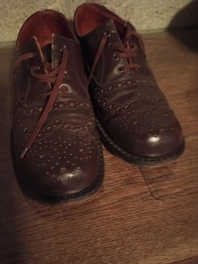 Herenschoenen leder Berca donker bruin M 42, Ophalen of Verzenden, Bruin