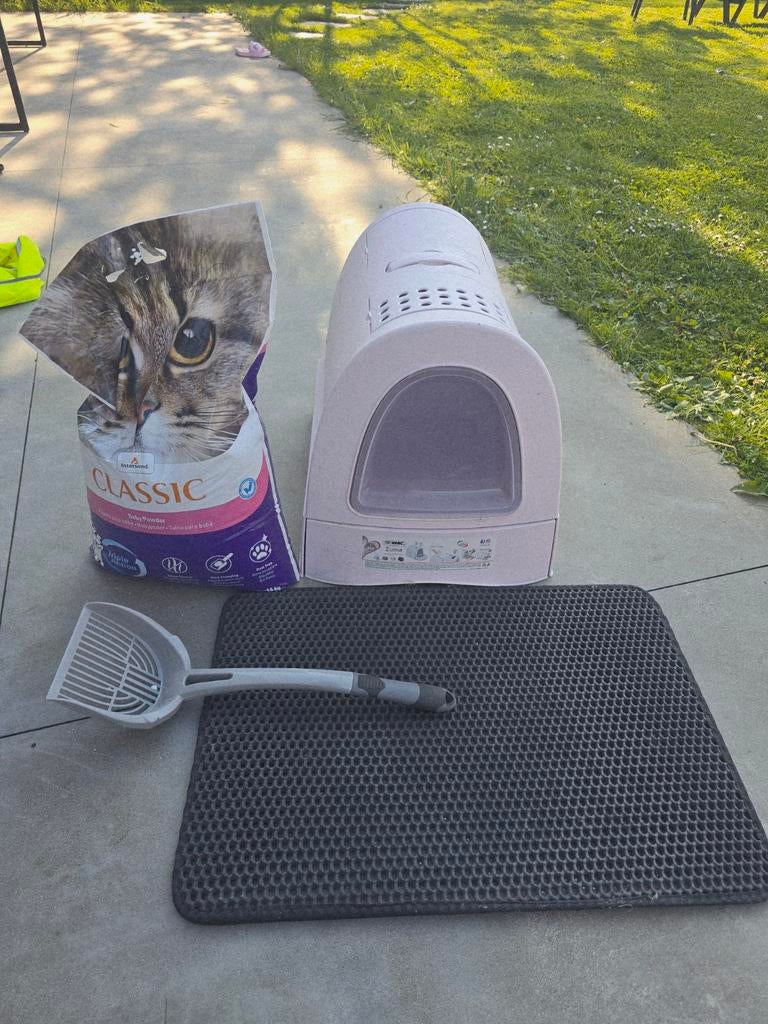 Kattenbak, schep, vulling en mat, Ophalen