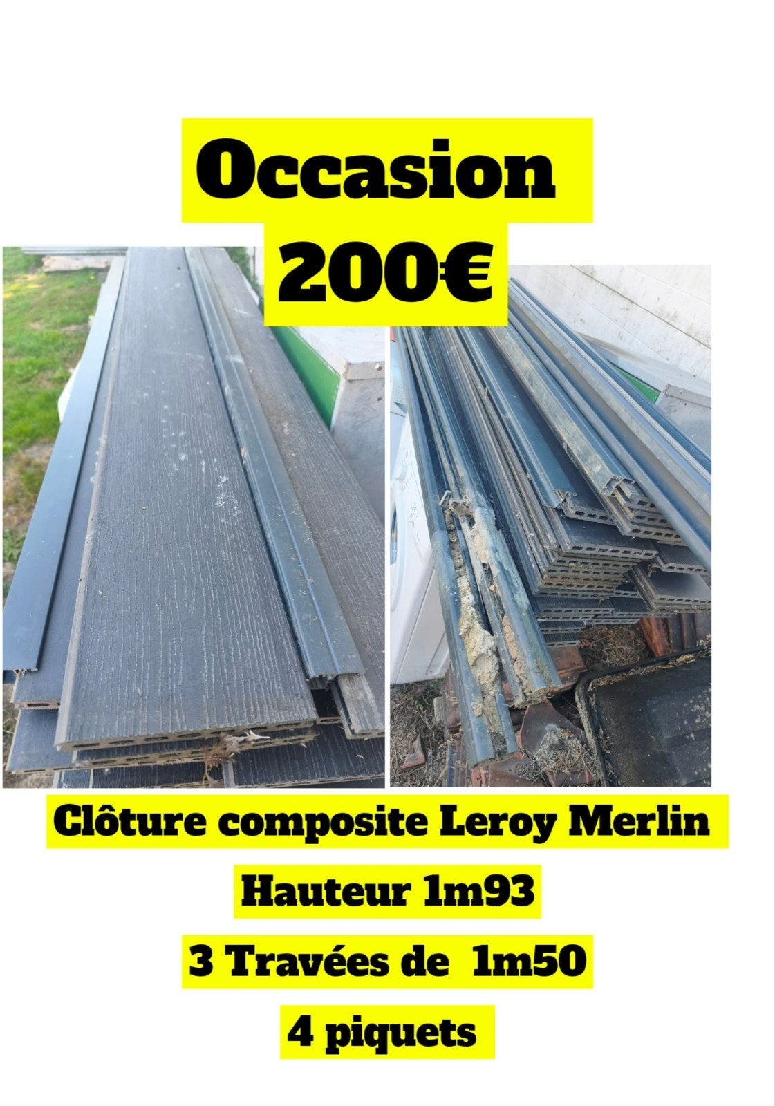 clôture composite, Enlèvement, Utilisé, Autres métaux