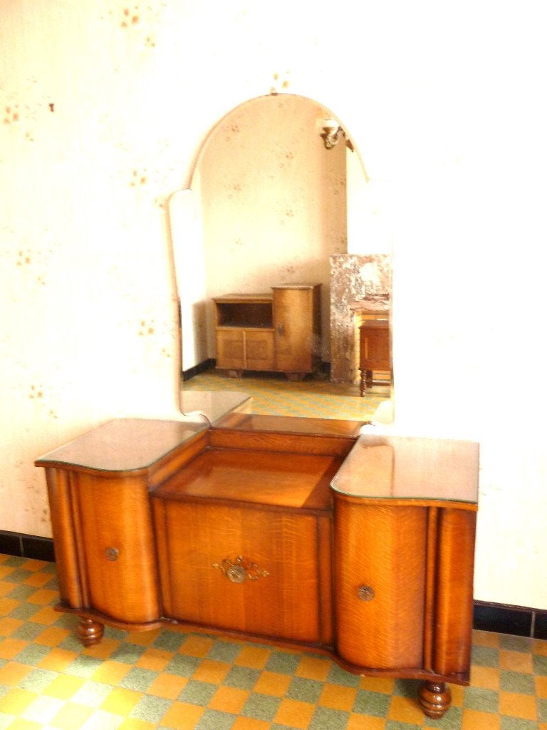 Coiffeuse VINTAGE  style art deco annee 30/50, Maison & Meubles, Art deco, Enlèvement, Utilisé, 50 à 100 cm