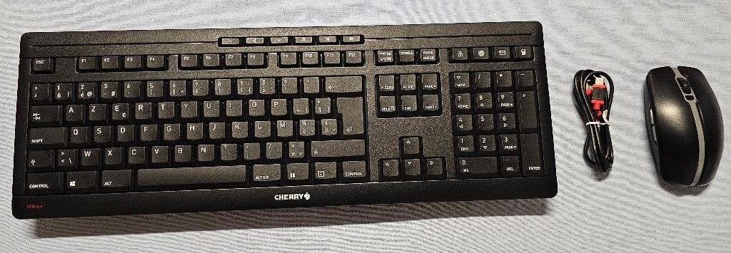 CLAVIER ET SOURIS CHERRY, Informatique & Logiciels, Enlèvement ou Envoi, Pavé numérique, Azerty, Sans fil