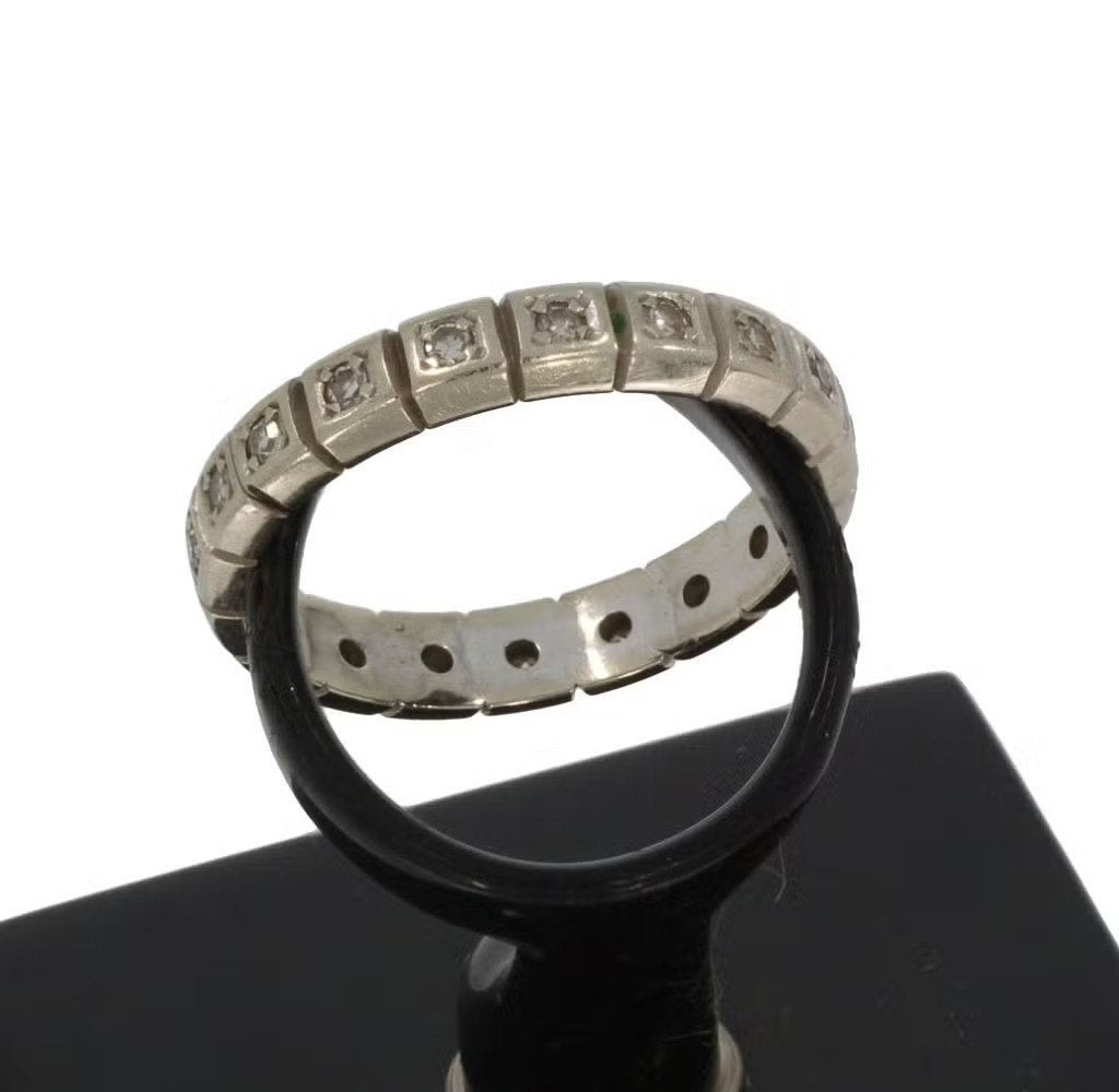 Diamanten 14k gouden alliance rij ring dame briljant fraai, Ophalen of Verzenden, Zo goed als nieuw, Dame of Heer, Met edelsteen
