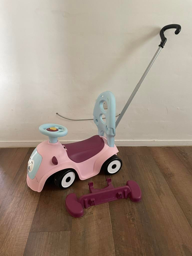 Smoby loopauto incl duwstang en afneembaar voetstuk, Ophalen, Gebruikt