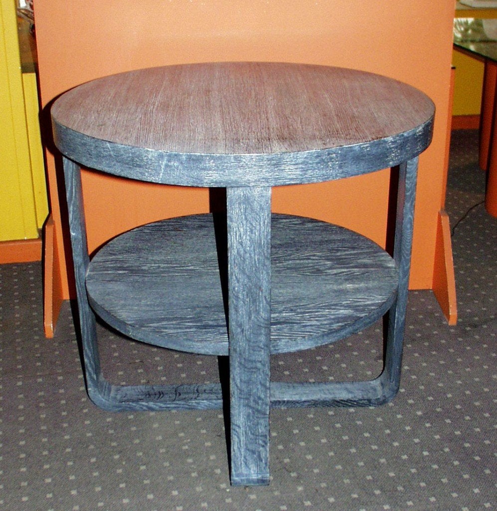 Art deco salontafel , grijze patine., Huis en Inrichting, Ophalen, 50 – 75, Gebruikt, Rond