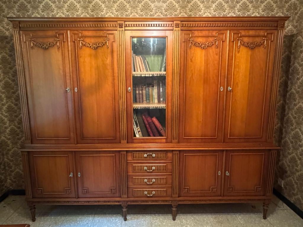 Monumentale kersenhout bureaukast Louis XVI-stijl, 248cm, Huis en Inrichting, Ophalen, Kersenhout