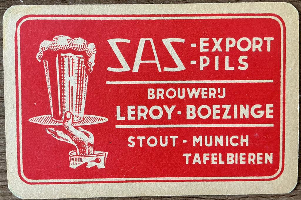 Speelkaart SAS EXPORT PILS/BR.LEROY-BOEZINGE, Verzamelen, Speelkaarten, Jokers en Kwartetten, Ophalen of Verzenden, Zo goed als nieuw