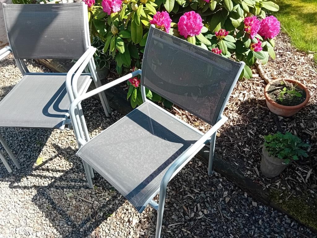 3 tuinstoelen, Ophalen, Aluminium, Stapelbaar