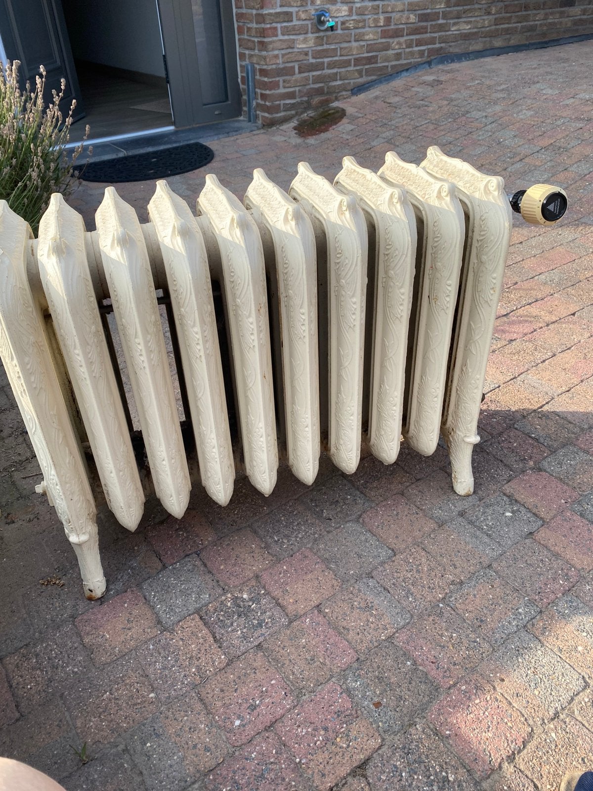 Gietijzeren radiator met bloemen motief, Doe-het-zelf en Bouw, Verwarming en Radiatoren, Ophalen, 30 tot 80 cm, Gebruikt, Radiator