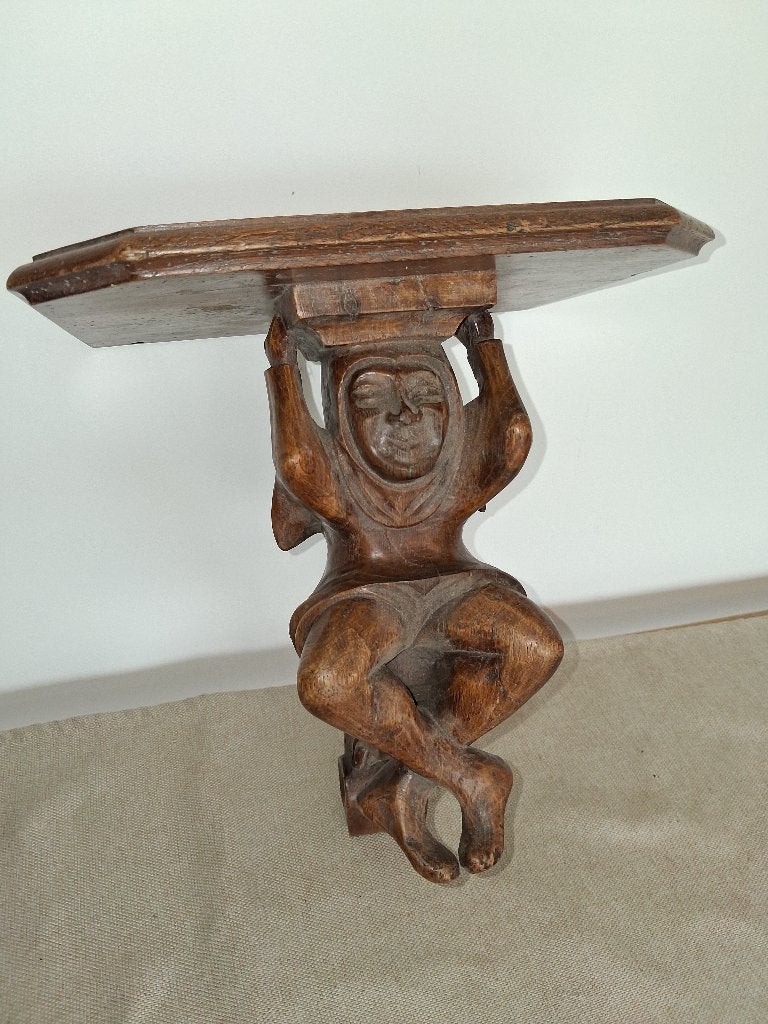 Zeldzame grote houten console monnik, Ophalen of Verzenden, Zo goed als nieuw, Mens