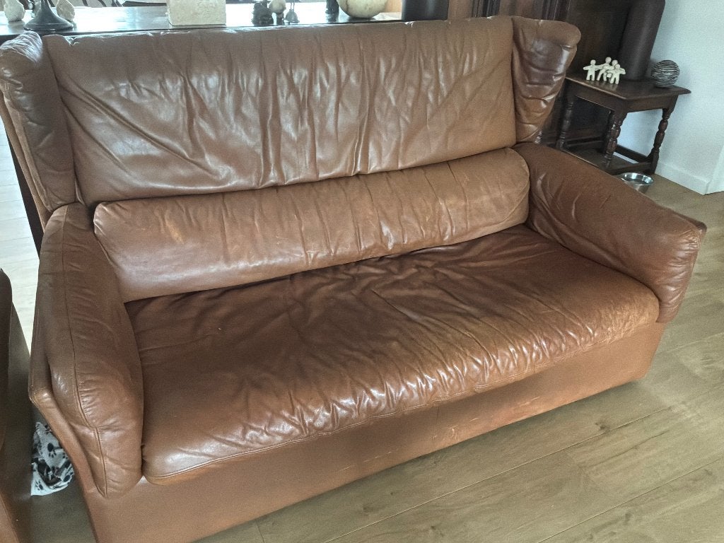 Zetel Durlet leder, Huis en Inrichting, Ophalen, Gebruikt, 150 tot 200 cm, Driepersoons