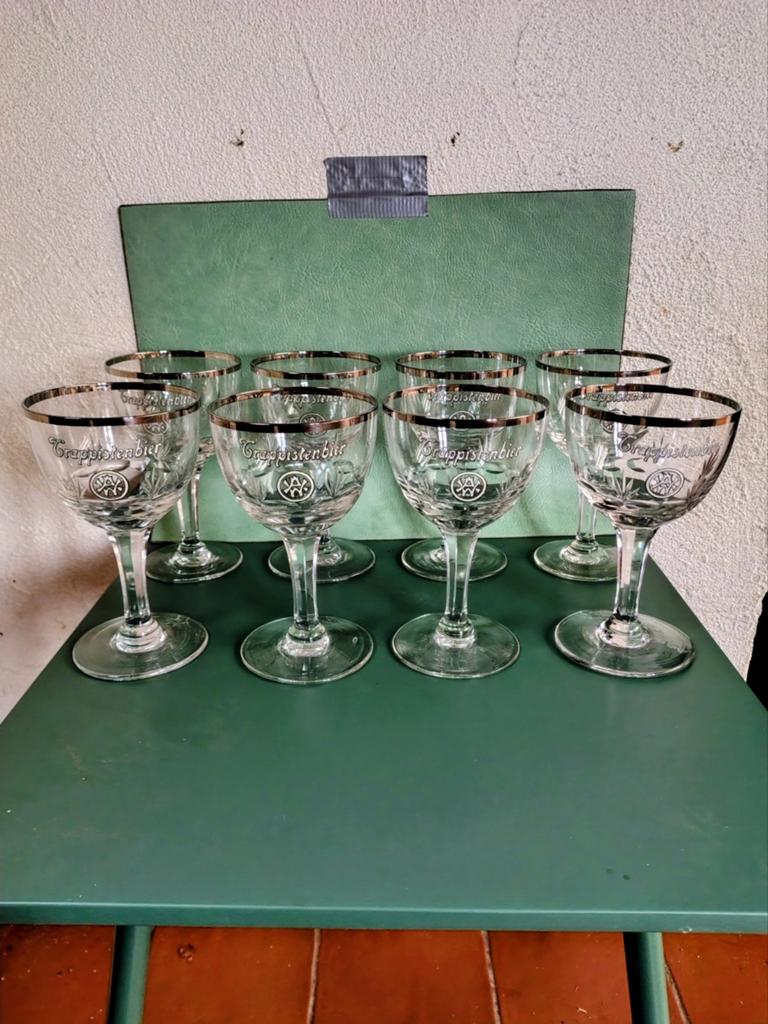 westmalle trappist glazen email zilver rand geslepen steel, Verzamelen, Ophalen