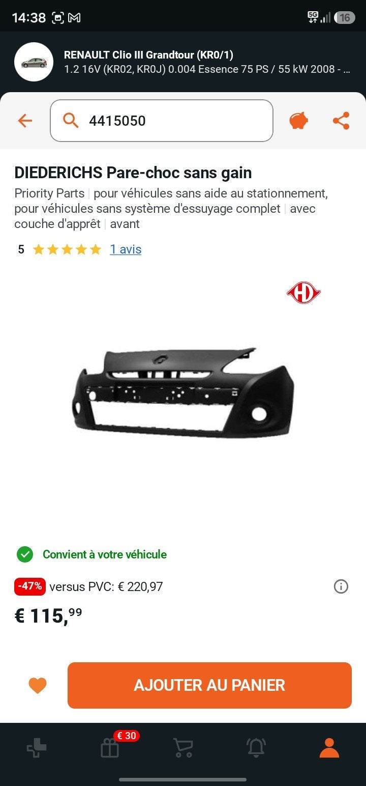 pare-choc RENAULT Clio ll Grandtour, Autos : Pièces & Accessoires, Neuf, Pare-chocs, Renault, Enlèvement
