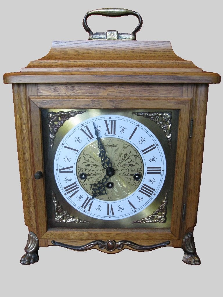 38cm hoge klok in eik slagwerk Westminster., Antiek en Kunst, Antiek | Klokken, Ophalen