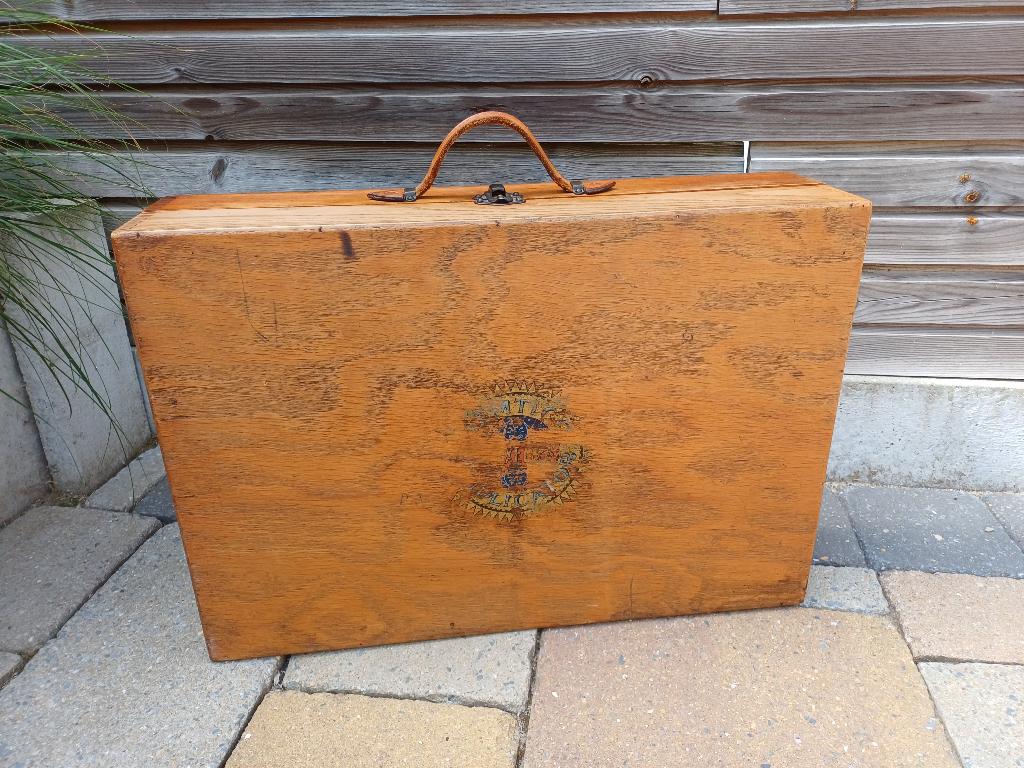 Vintage zeefdrukkoffer - authentiek decoratiestuk, Antiek en Kunst, Ophalen