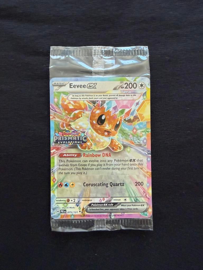 Eevee ex | Prismatic Evolutions Stamp | 075/131, Ophalen of Verzenden, Zo goed als nieuw