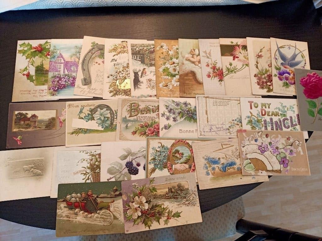 65 fantasie reliëf, met betere, Verzamelen, Postkaarten | Themakaarten, Ophalen of Verzenden