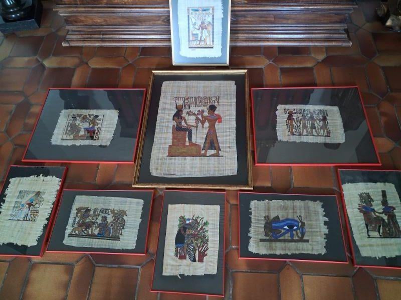 Mooi ingekaderde authentieke Egyptische papyrus schilderijen, Ophalen of Verzenden