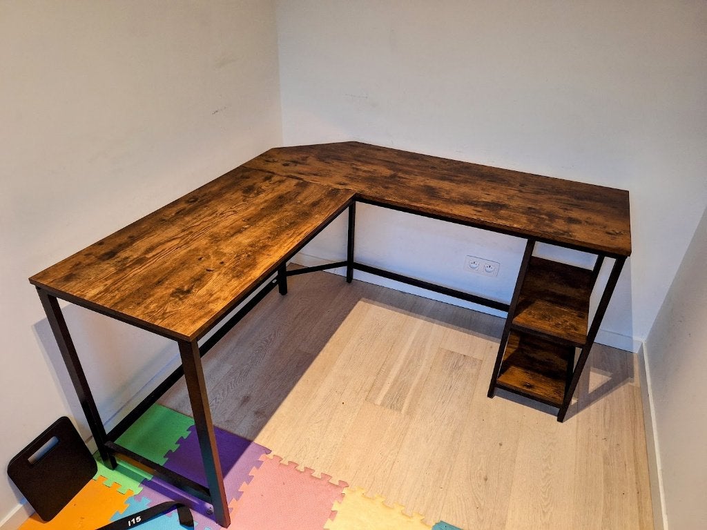 Acaza Hoekbureau  138x76x138 Cm - Vintage Bruin, Huis en Inrichting, Ophalen, Demontabel, Gebruikt, Hout