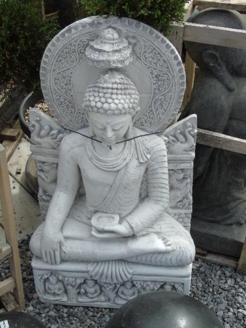 bouddha assis en pierre pat blanc , grand choix !, Enlèvement, Neuf, Pierre, Bouddha