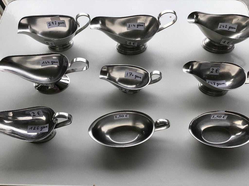 9 inox saus schaaltjes en 10 tal inox potten, Ophalen of Verzenden, Zo goed als nieuw