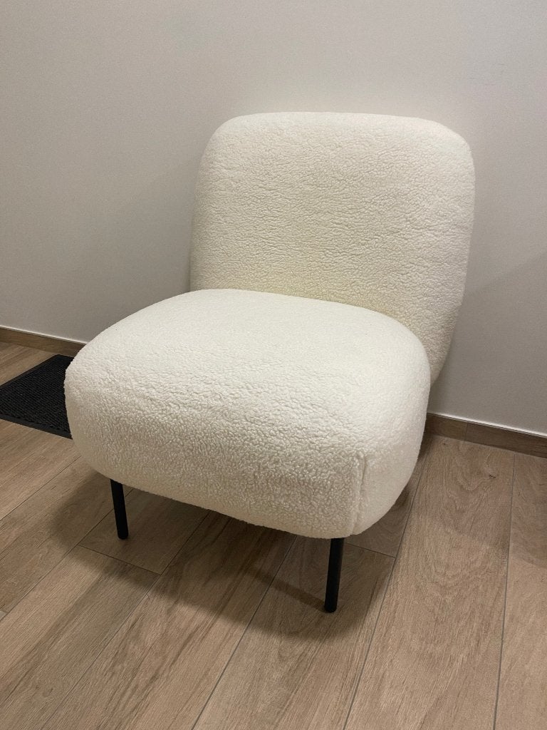 Lounge zetel wit teddy, Huis en Inrichting, Ophalen, Eenpersoons, Nieuw, 75 tot 100 cm
