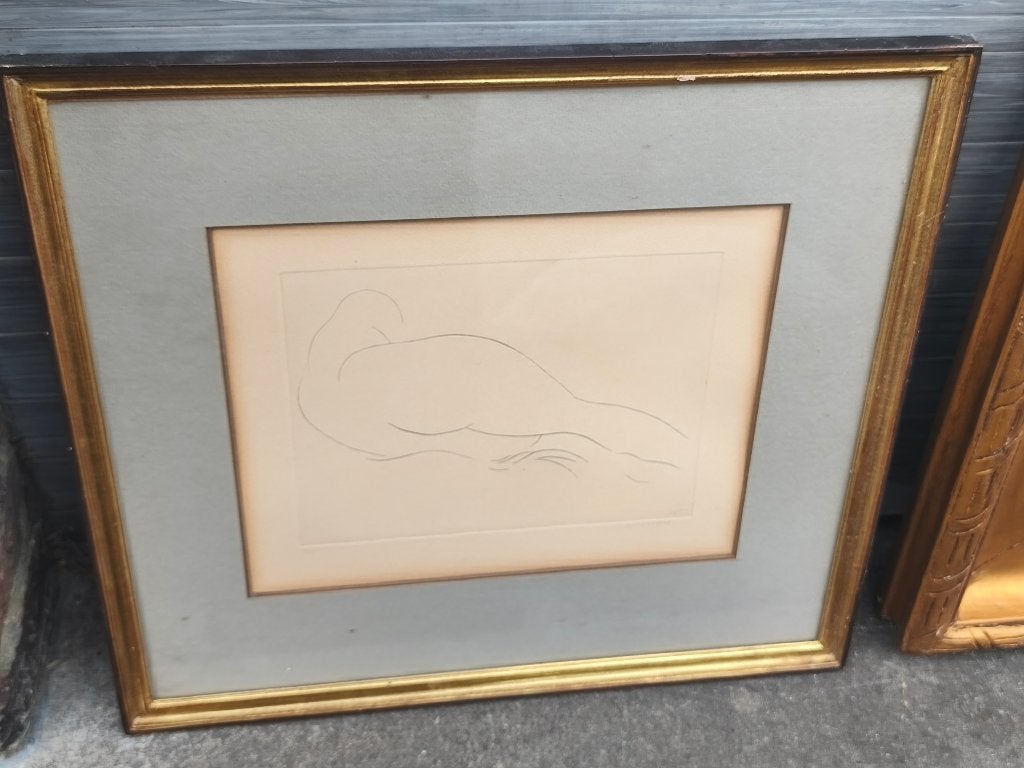 Eau forte femme nue signe jacques van melkebeke, Antiquités & Art, Enlèvement ou Envoi, Gravure