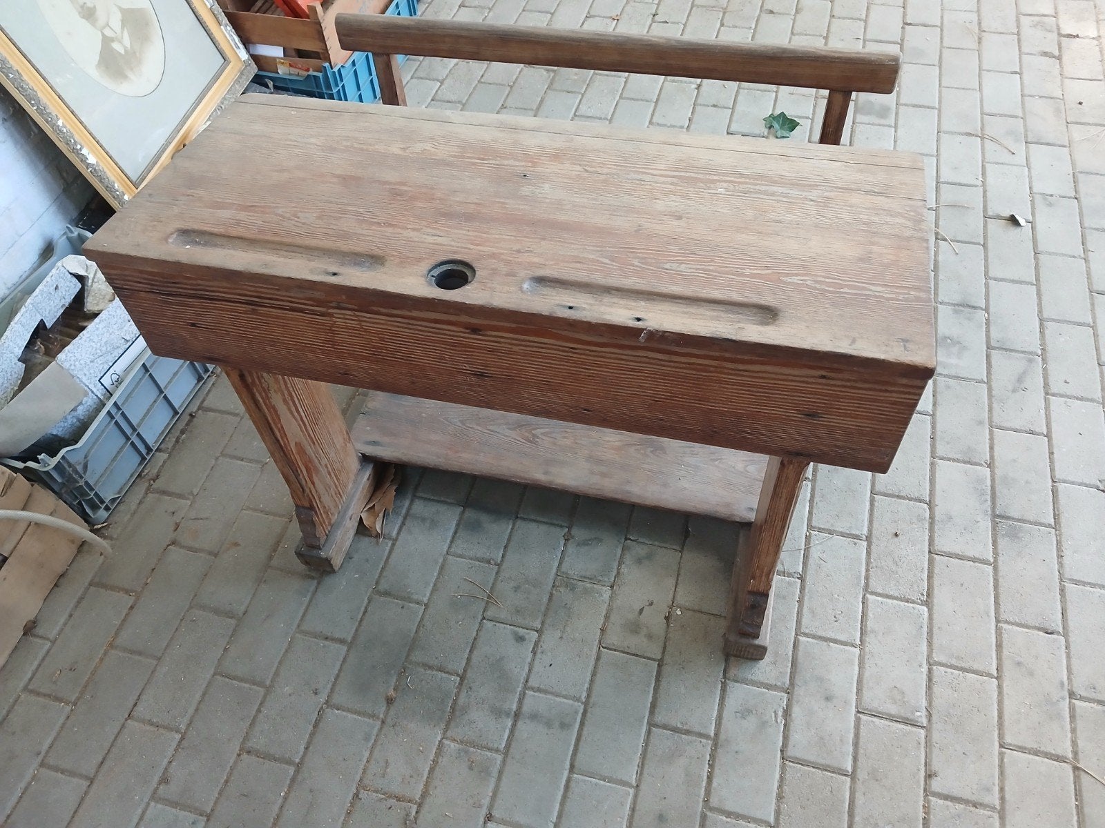 Bureau d'école en bois authentique - Vintage Pichpine, Enlèvement
