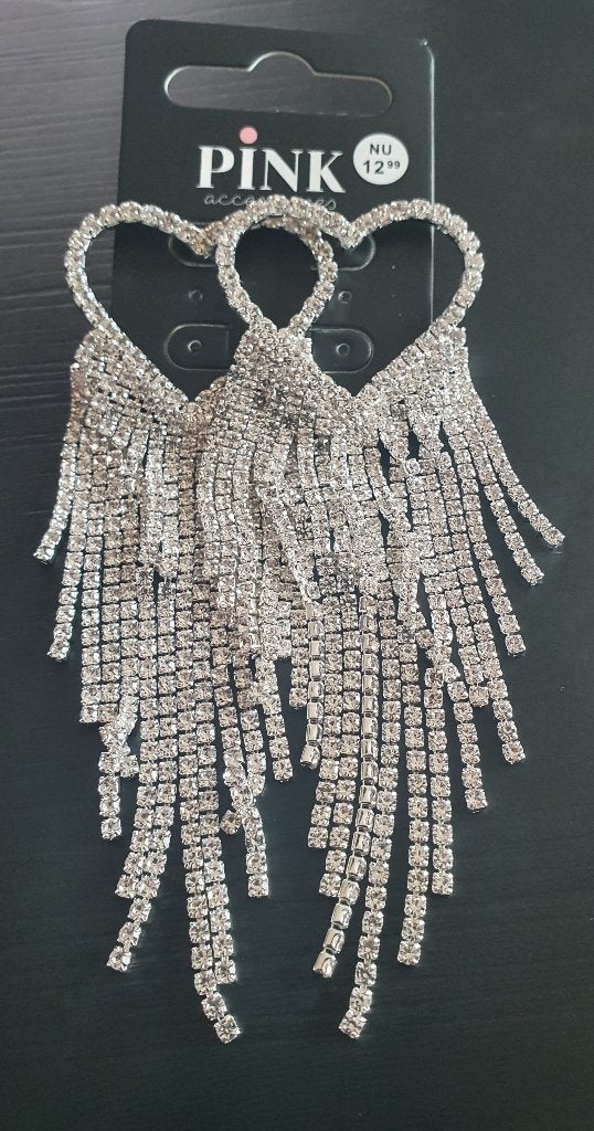 Mooie grote oorbellen met glittersteentjes van Lucardi, Handtassen en Accessoires, Oorbellen, Ophalen of Verzenden, Nieuw, Zilver