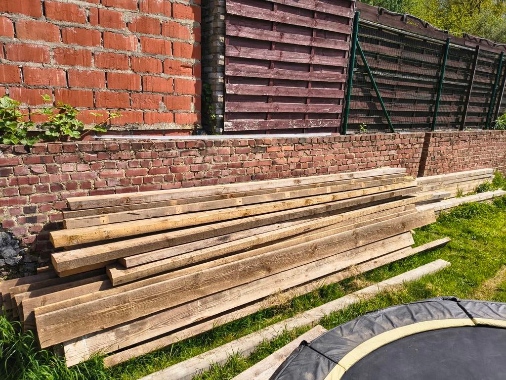 Dennenhouten balken, +- 6x15x410cm, Ophalen, Gebruikt, 250 cm of meer, Balken