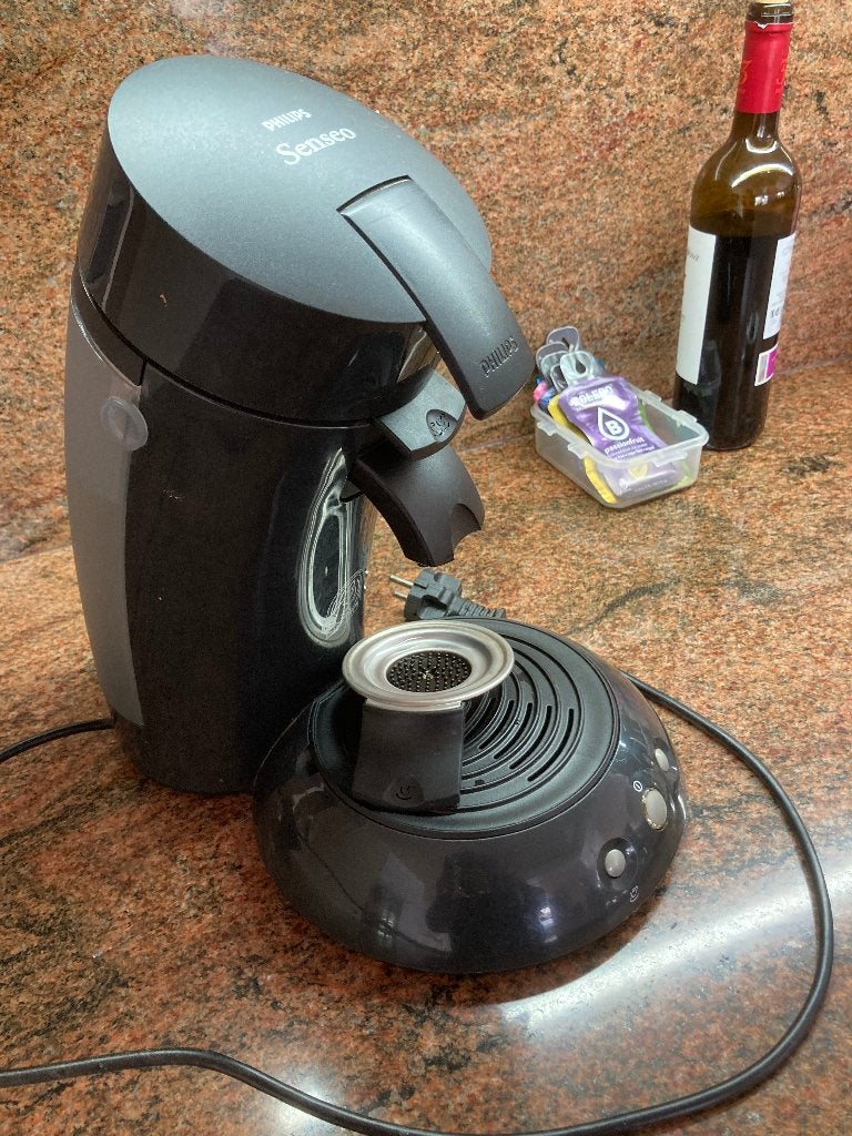 Philips Douwe Egberts Senseo koffiezetapparaat zwart, Ophalen, Niet werkend, Koffiepads en cups