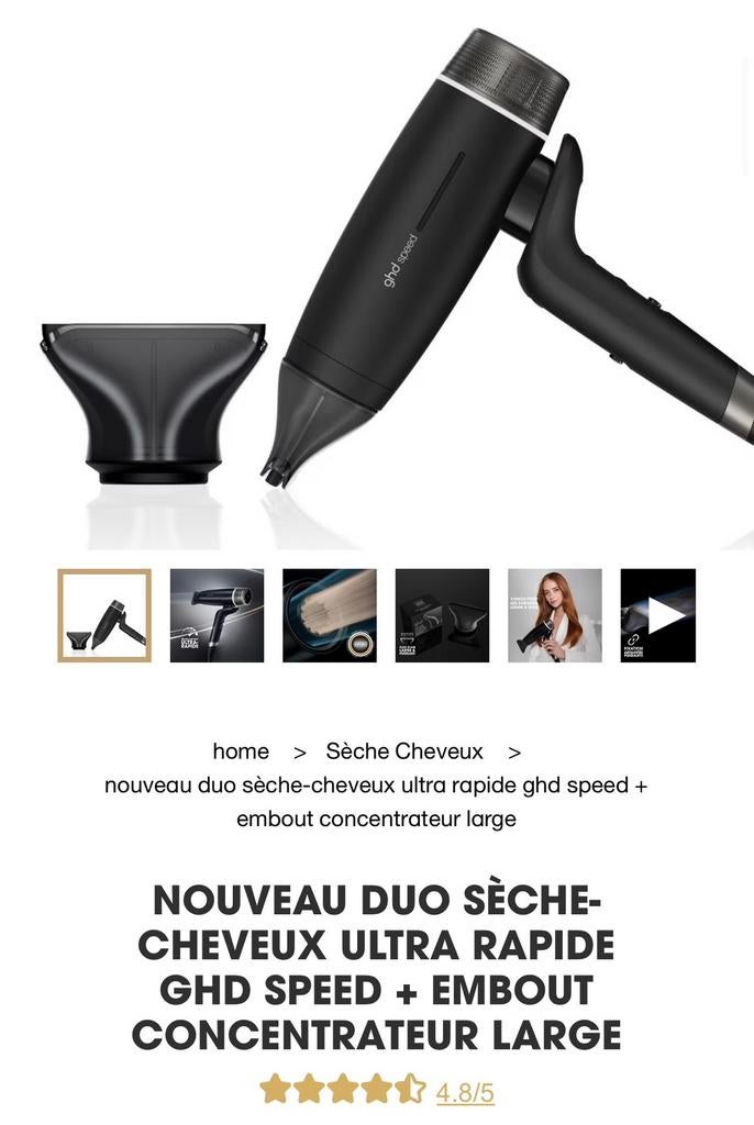 GHD SPEED + embout large, Ophalen, Nieuw, Haardroger