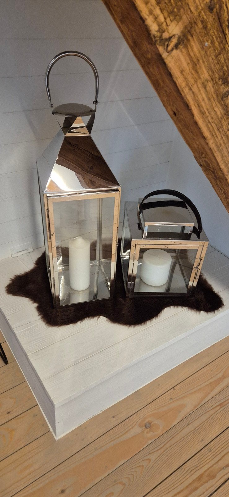 Set Zilveren Lantaarns inclusief decoratievacht, Ophalen