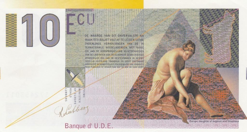 10 ECU 1993 unc, Postzegels en Munten, Ophalen, Los biljet