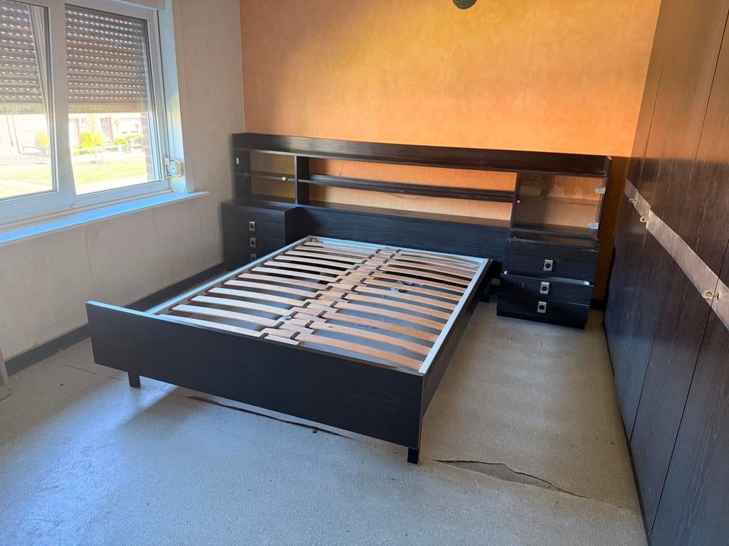 Slaapkamer - gratis, Huis en Inrichting, Ophalen, Gebruikt, Zwart, Tweepersoons