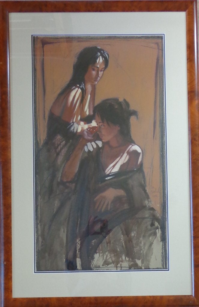 NICO VRIELINK / SENSUELE VROUWEN / OLIEVERF 127x83cm KADER, Portrait ou Personnes, Peinture à l'huile, Enlèvement, Encadré