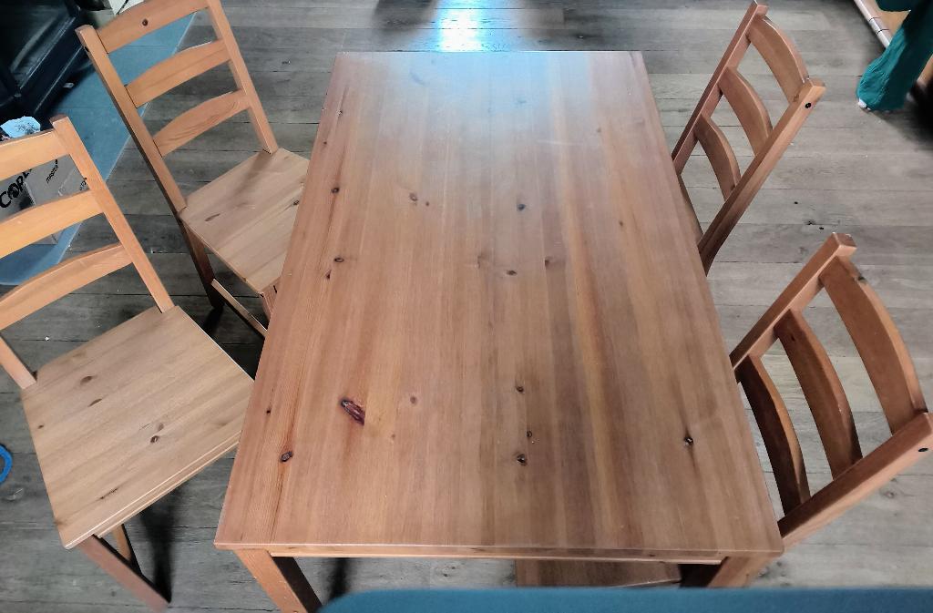 Ensemble bois : Table + 4 chaises + meuble, Maison & Meubles, Tables | Tables à manger, Enlèvement, Utilisé