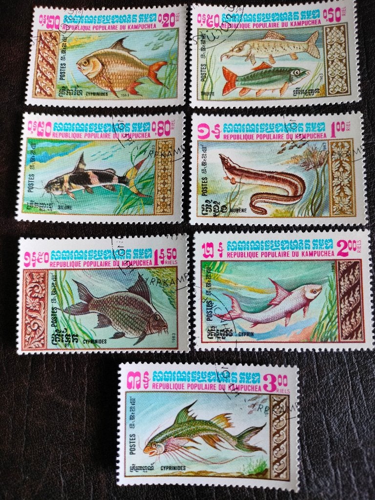 Cambodja 1983 - vissen, Verzenden, Gestempeld, Zuidoost-Azië