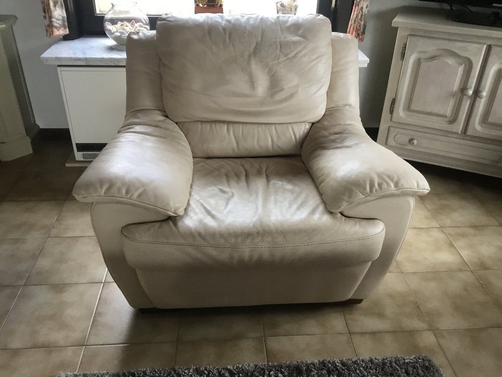 Lederen zetel  ecru.   Natuzzi, Klassiek, Une personne, Enlèvement, Utilisé