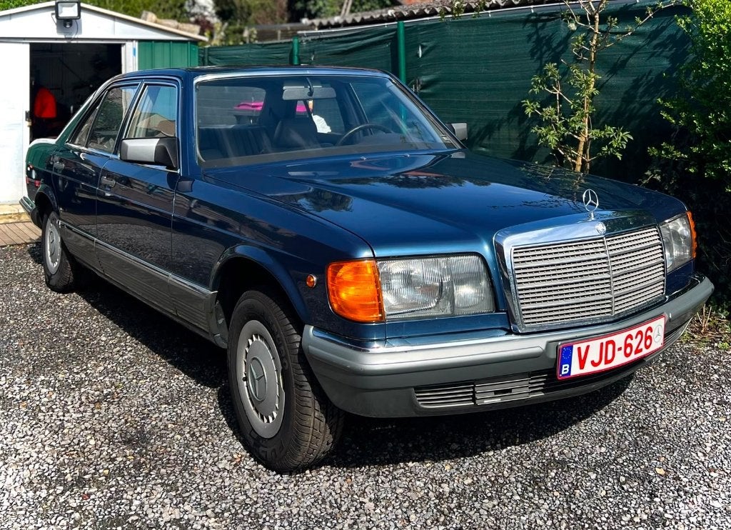 Mercedes w126 oldtimer, Auto's, Achterwielaandrijving, Blauw, Leder, Handgeschakeld