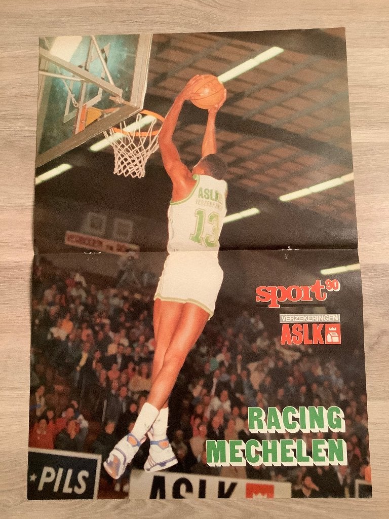 Poster Basket Racing Mechelen uit Sport 90 Magazine, Ophalen of Verzenden, Zo goed als nieuw, Poster, Plaatje of Sticker
