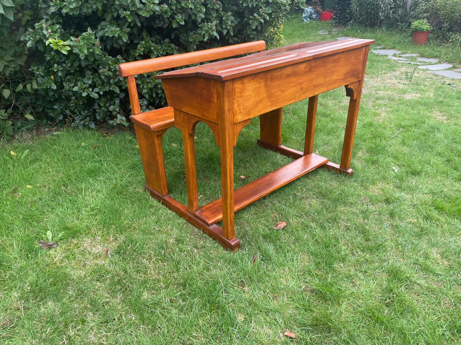 Oude schoolbank, Huis en Inrichting, Ophalen, Gebruikt, Hout, 104 cm
