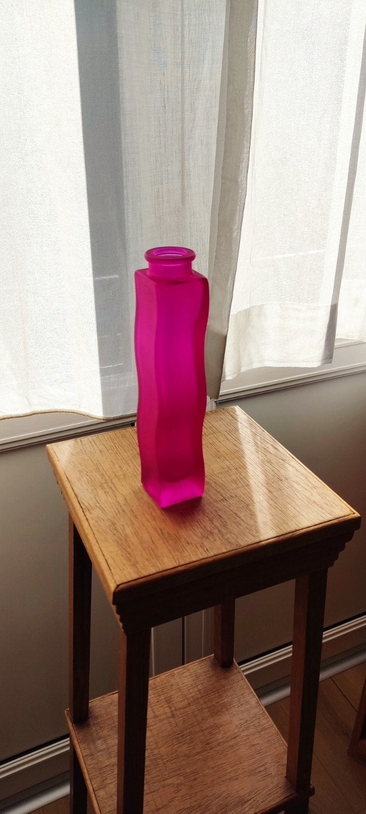 Vase fuchsia, 21 cm, Fleurs séchées incluses, Rose, Comme neuf