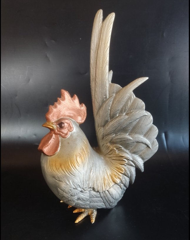 Okimono, Coq - Fonte - Watanabe Kansui -, Statue, Peint, Enlèvement ou Envoi, Asie